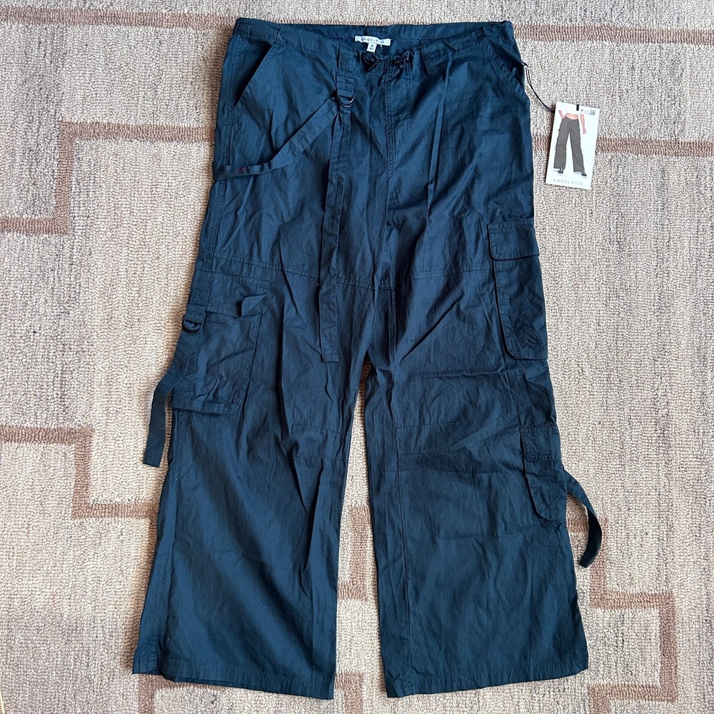 Angel Kiss Y2K Wide Leg Cargo Pants Womens M Utility Baggy Streetwear Teal NWT